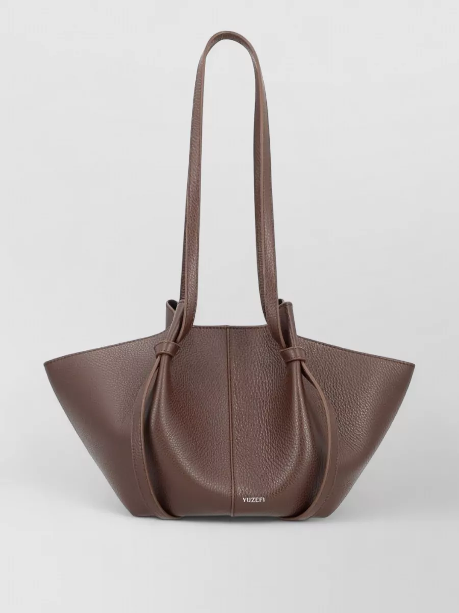 Yuzefi Mochi Shoulder Bag Structured Shape Texture In Brown