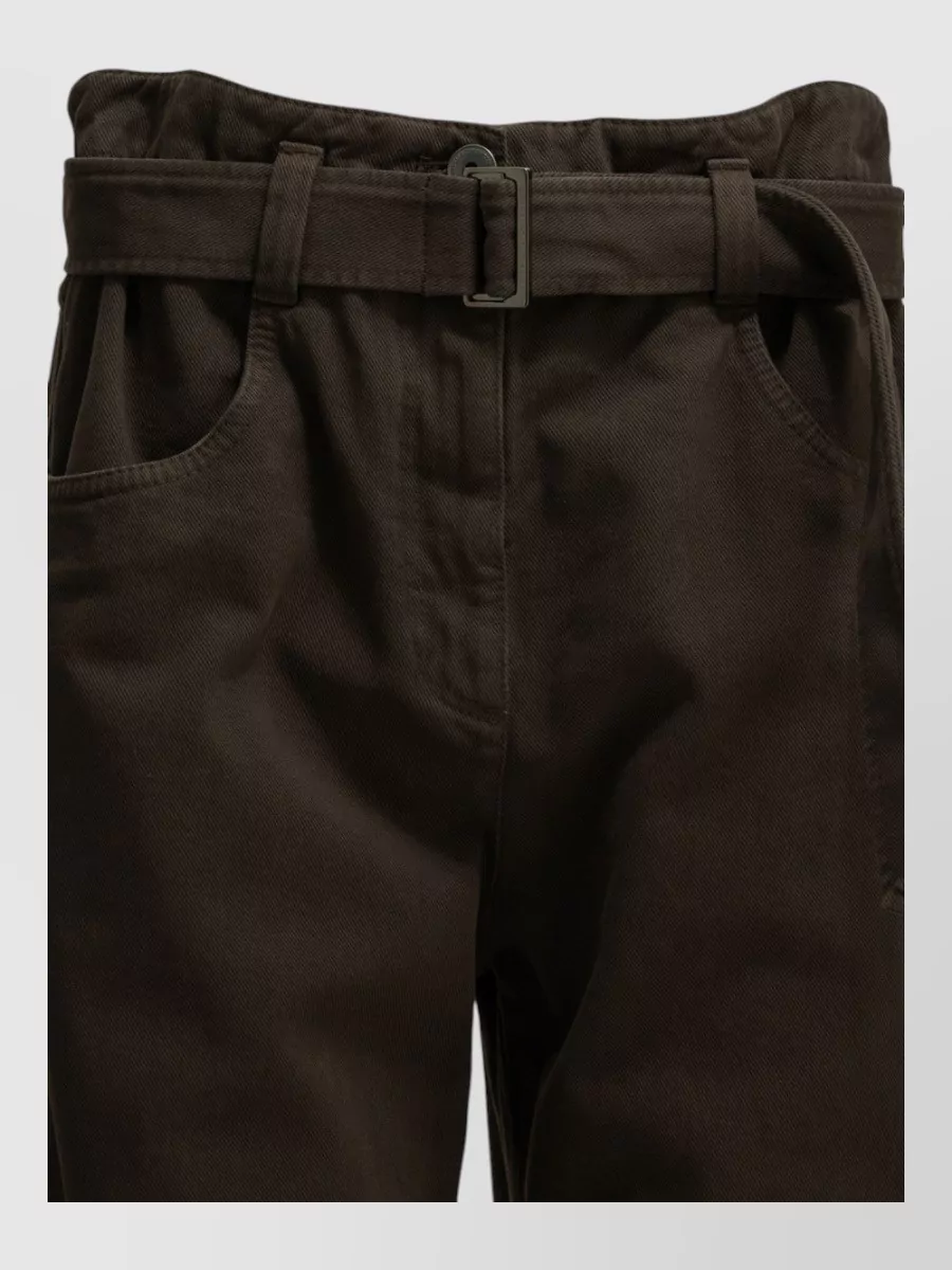 Brunello Cucinelli high-rise wide-leg belted denim jeans