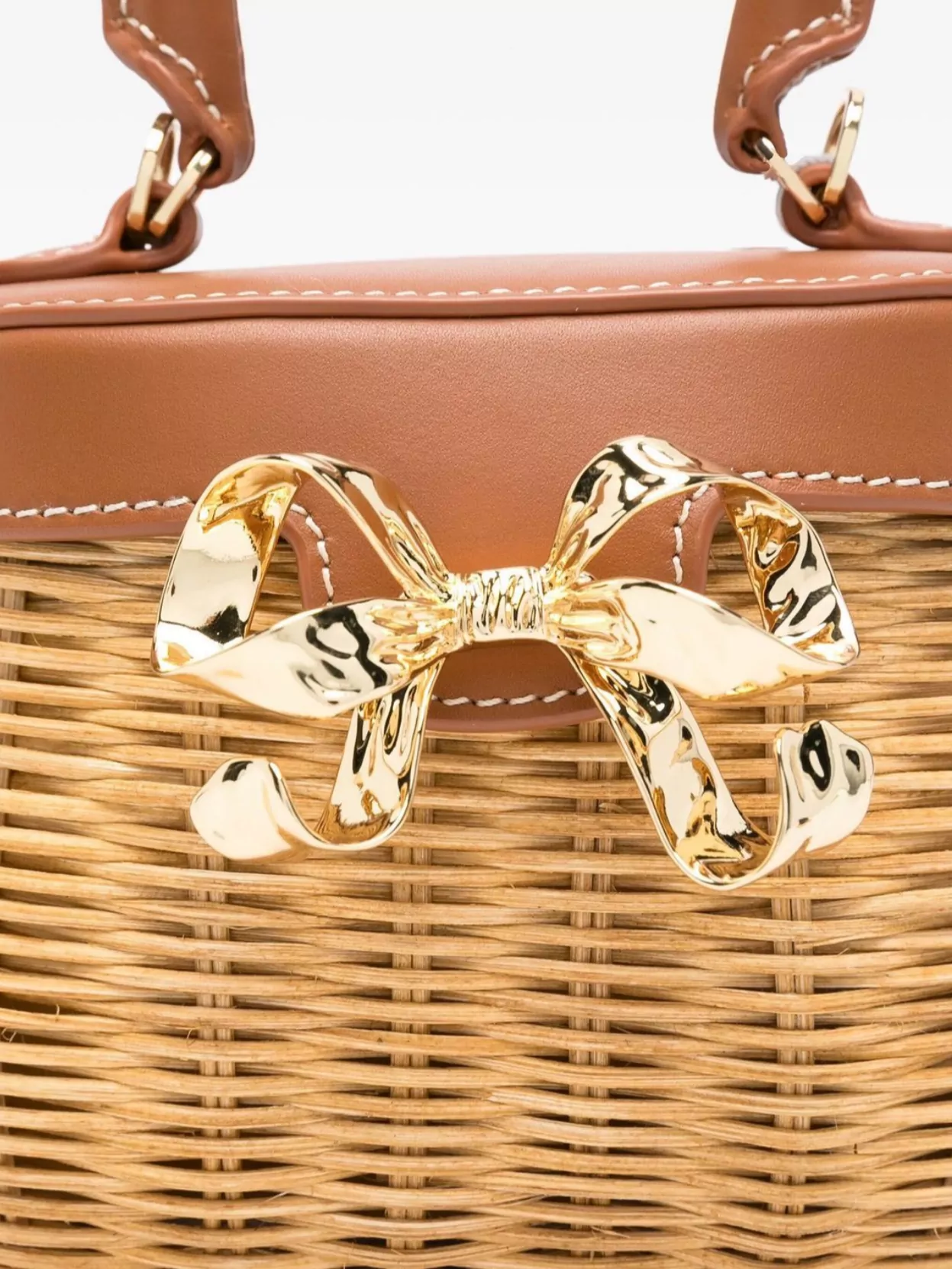 Self-Portrait Bow Detail Wicker Basket Bag