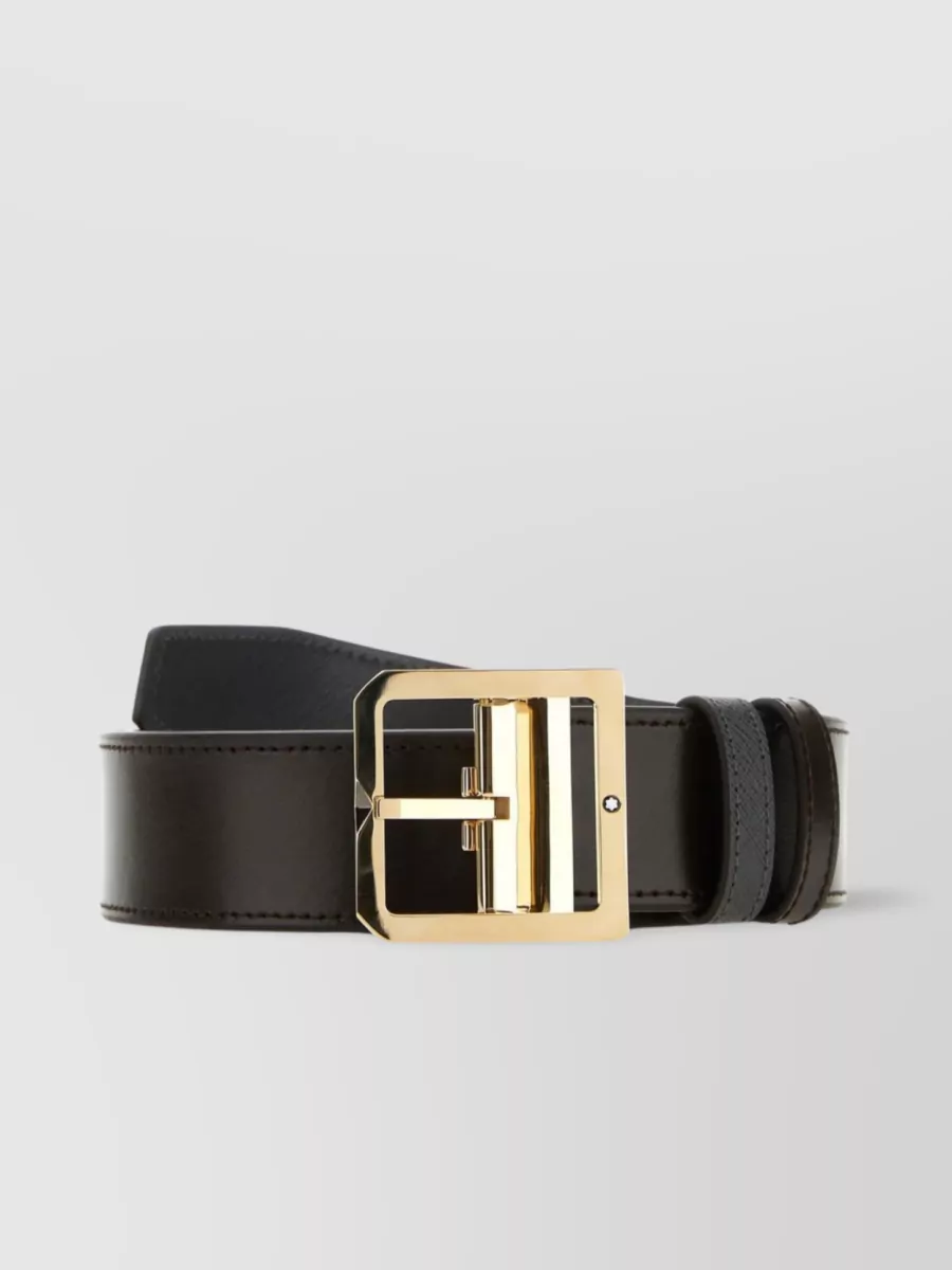 Shop Montblanc Adjustable Reversible Leather Belt In Black