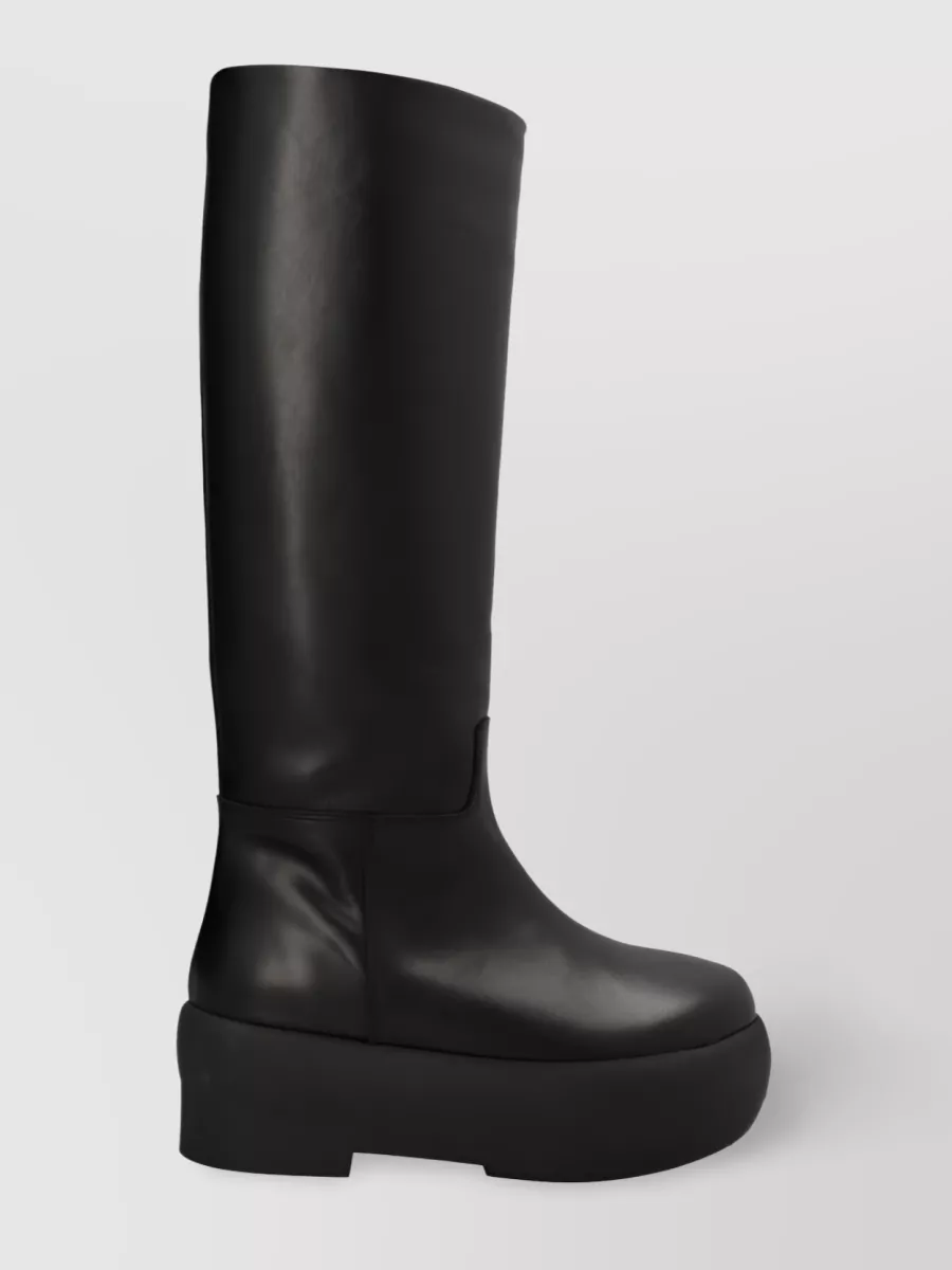 Shop Gia Borghini Chunky Sole Knee-length Platform Boots In Black