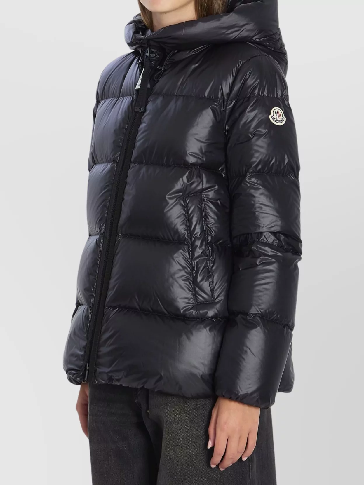 Moncler Serittes Nylon Down Jacket With Hood In Black