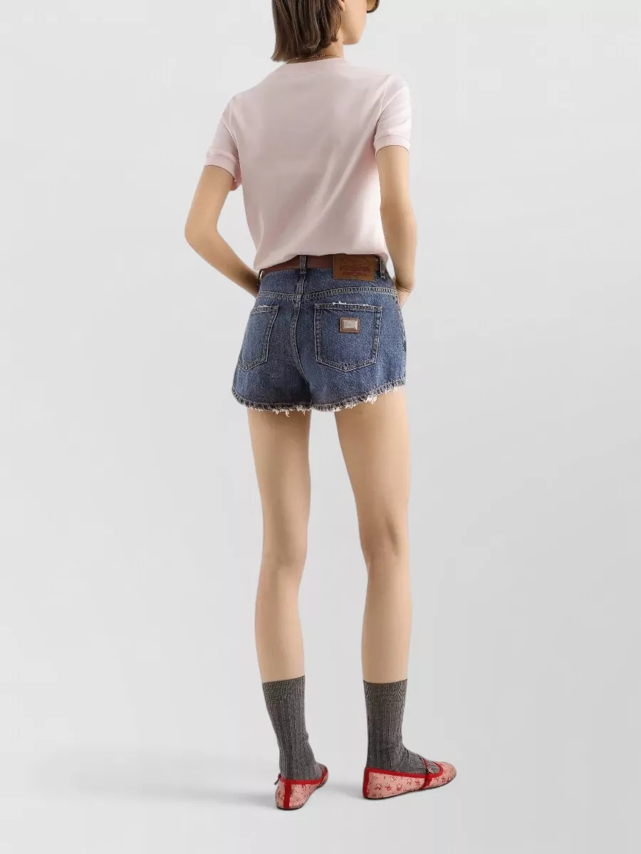 Dolce&Gabbana Denim Shorts Frayed Hem Belt Loops