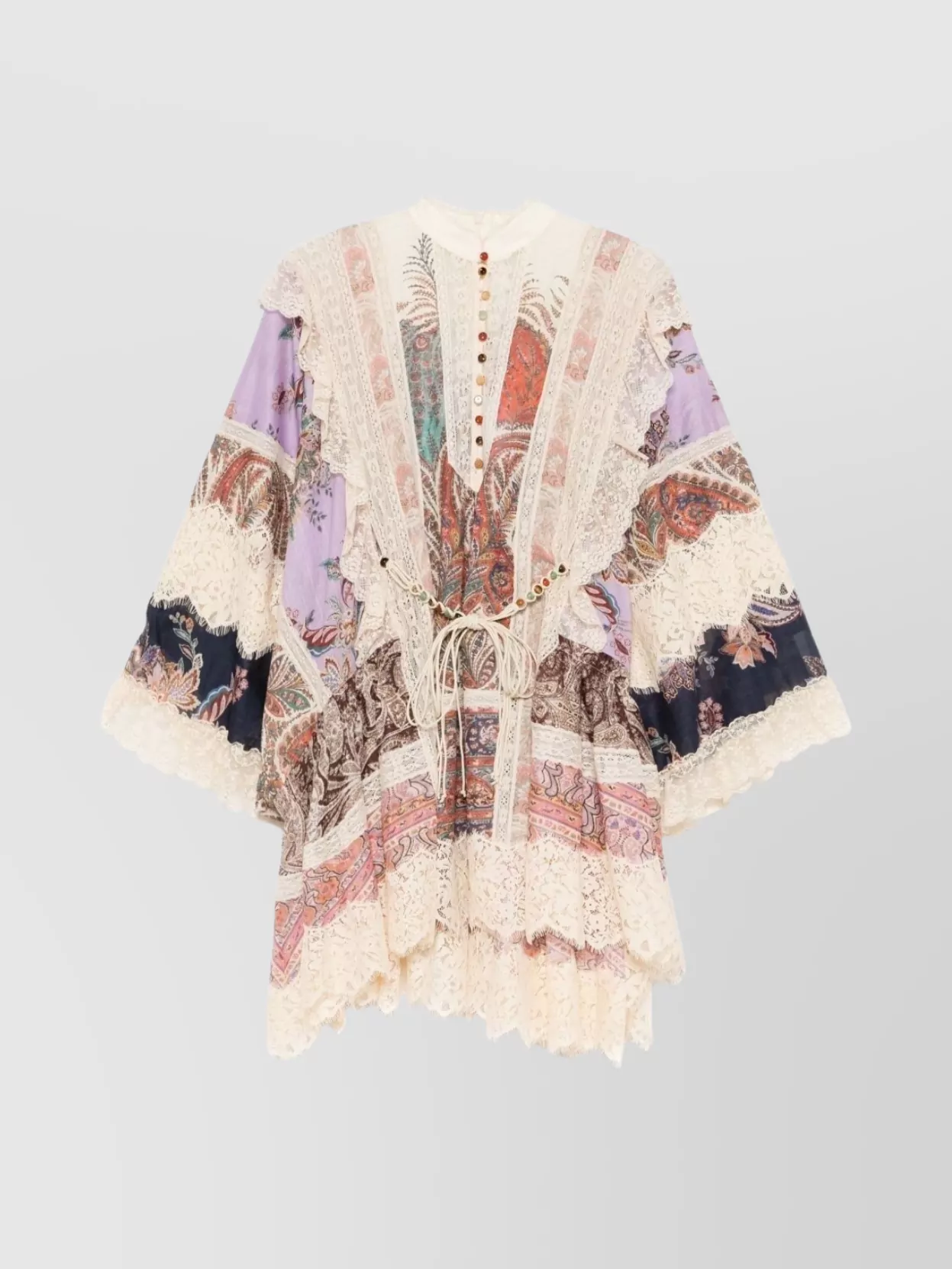 Zimmermann Cotton Lace-Trim Belted Mini Dress