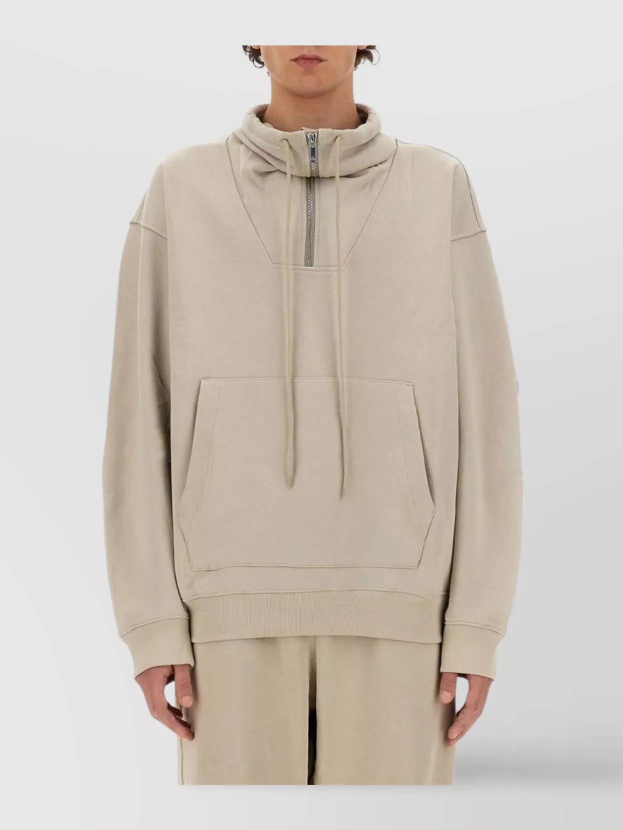 Helmut Lang Hooded Sweatshirt With Pocket And Ribbed Details