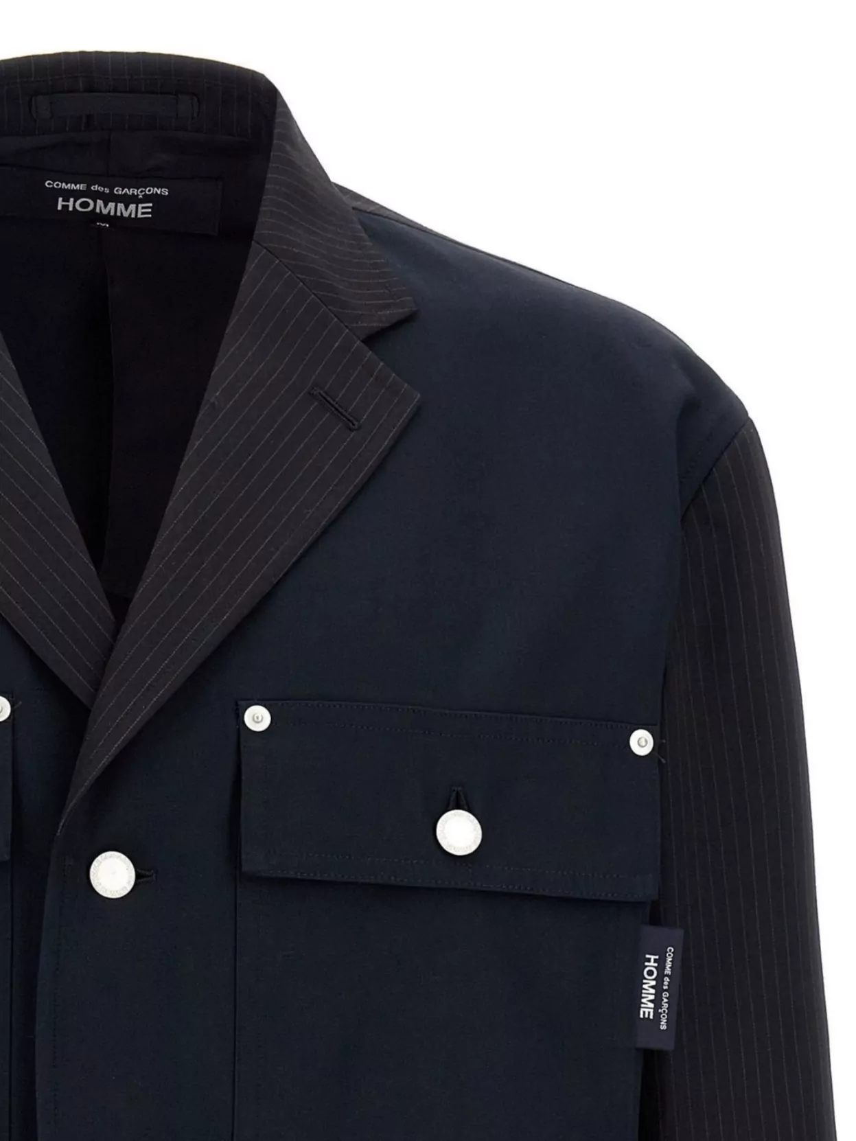 Comme Des Garçons Striped Blazer With Lapel And Cuffs