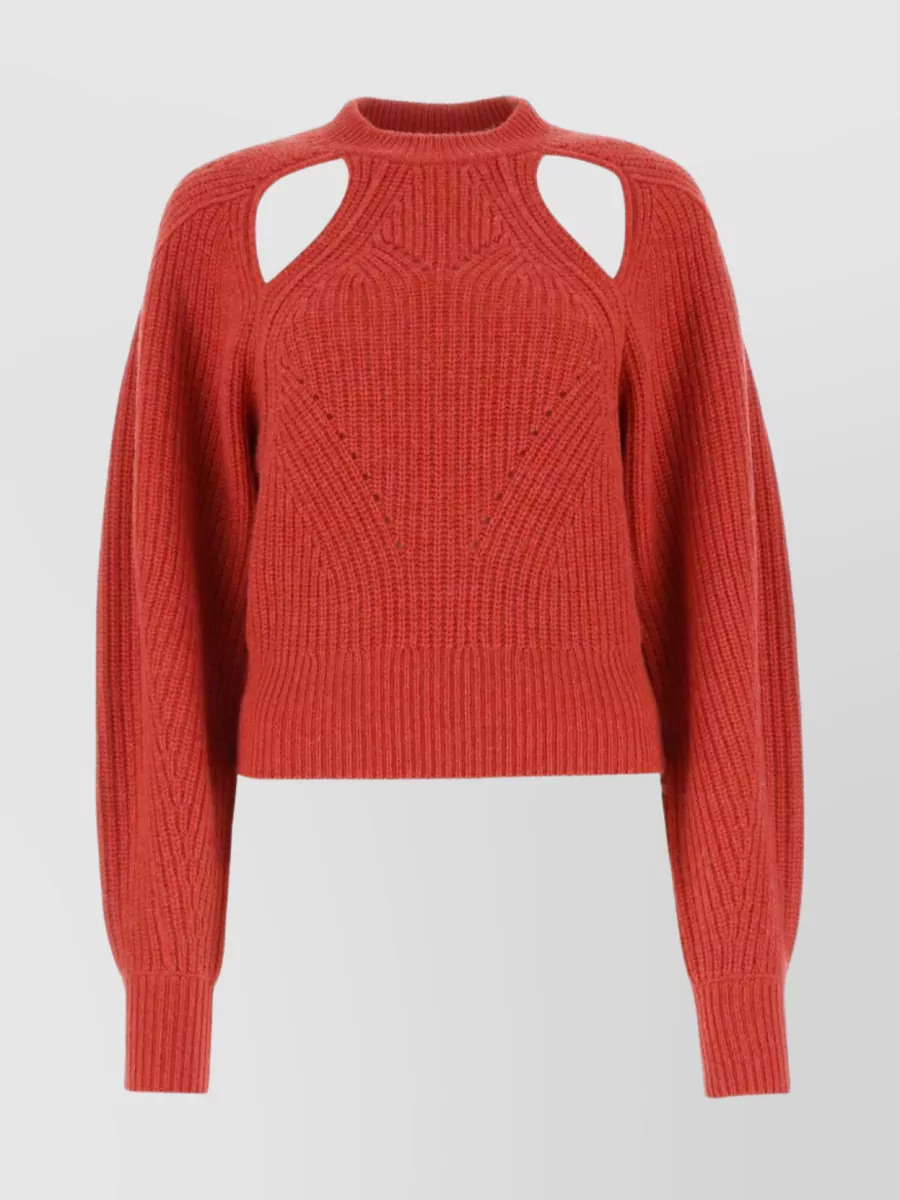 Shop Isabel Marant Cropped Ribbed Knit Palma Sweater In Burgundy