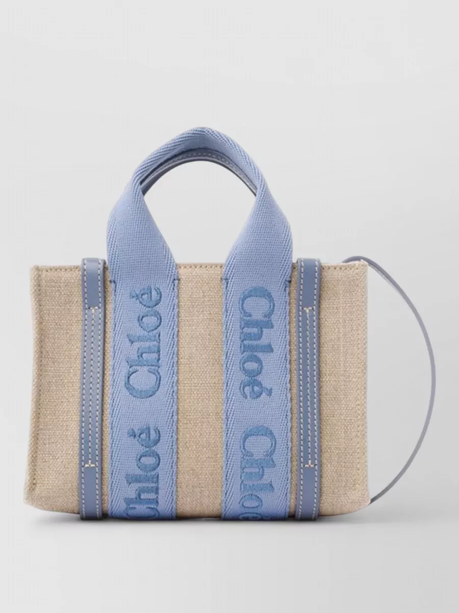 Chloé woody mini linen tote bag