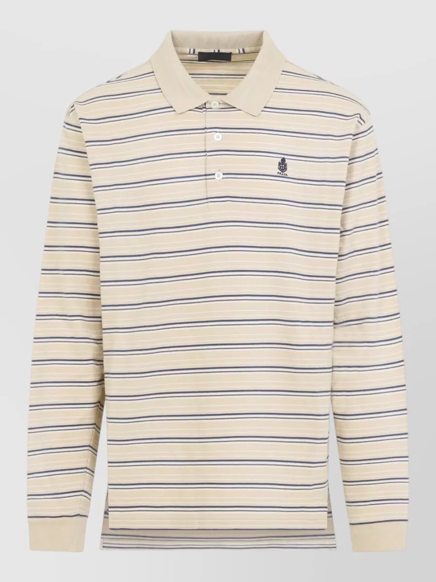 Prada Striped Piqué Slim-Fit Polo Shirt