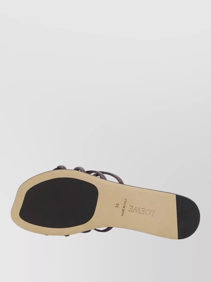 Loewe Anagram Petal Leather Flat Slide Sandals In Brown