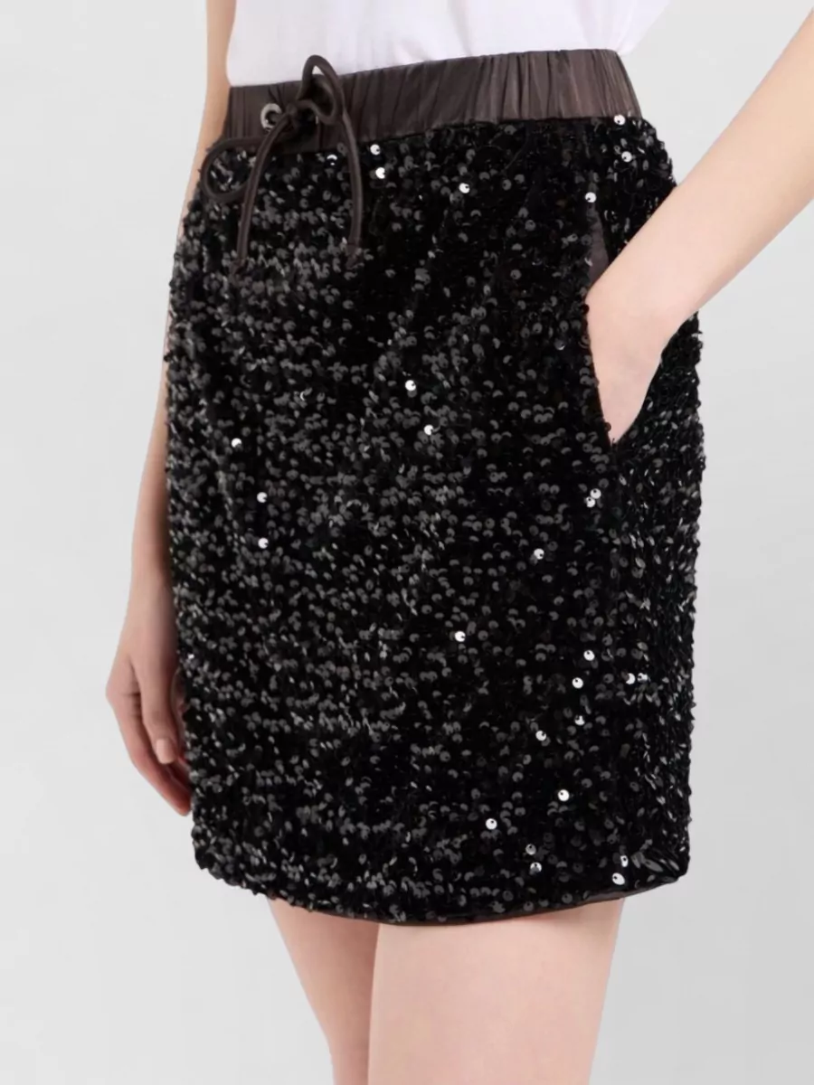 Emporio Armani Sequined High-Rise Above-Knee Skirt