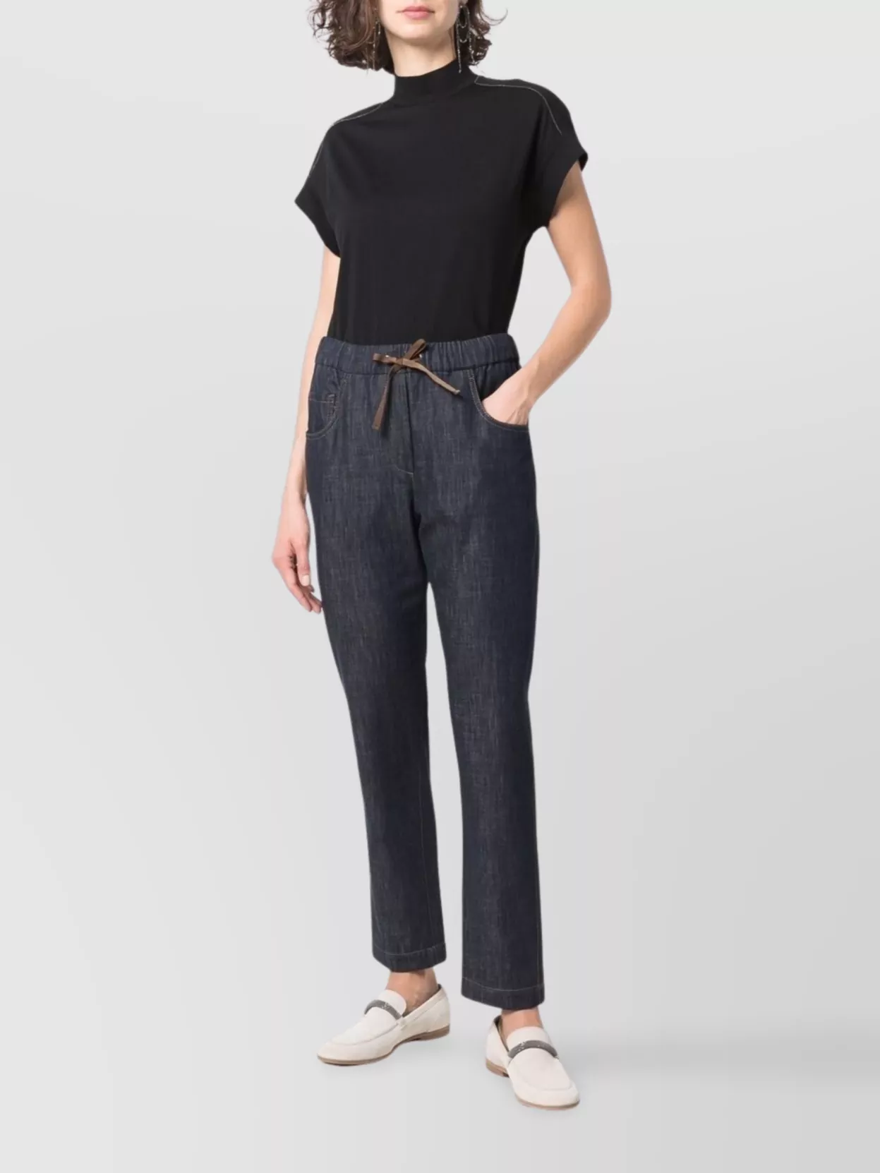 Brunello Cucinelli Cropped Straight Leg Denim Trousers