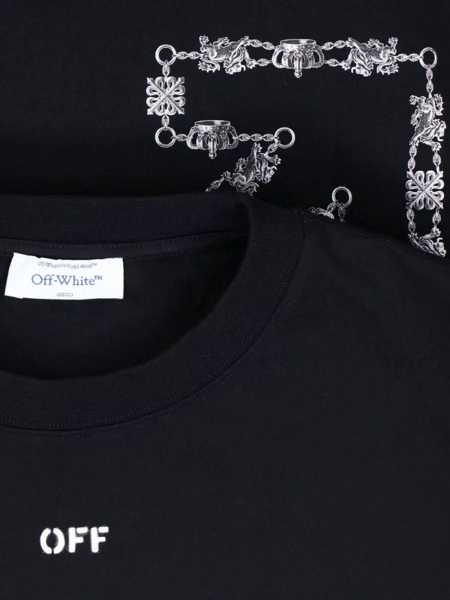 Off-White Graphic Print Crew Neck Short Sleeve T-Shirt