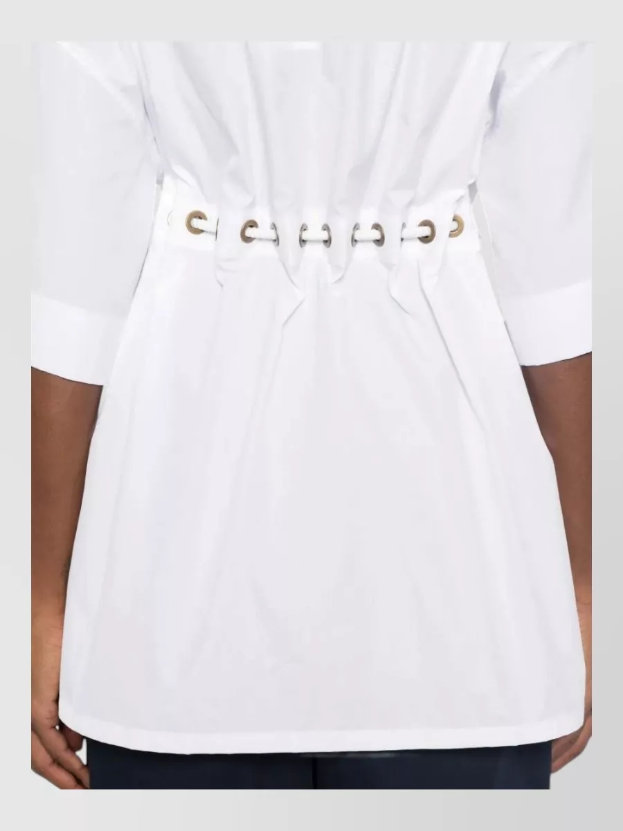Max Mara Cotton Short-Sleeve Drawstring Shirt