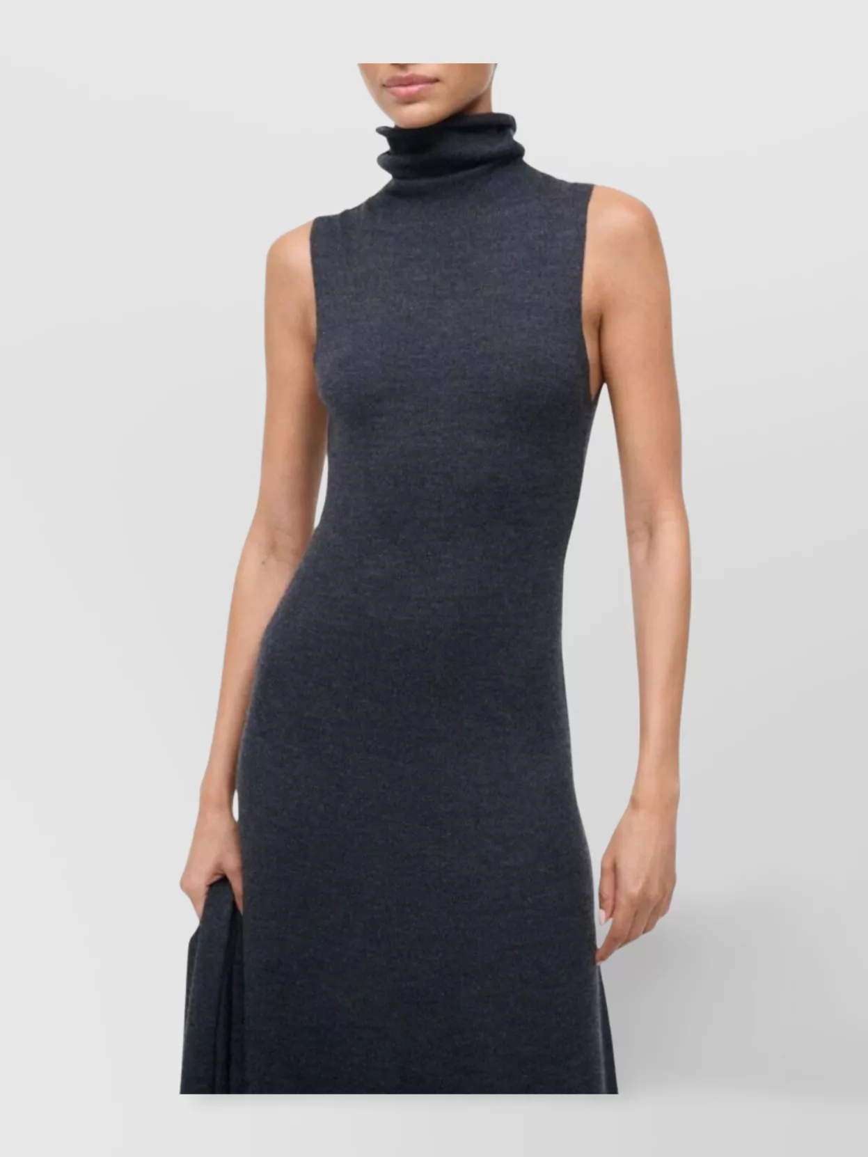 Staud Fitted Midi Dress Scarf Detail In Blue