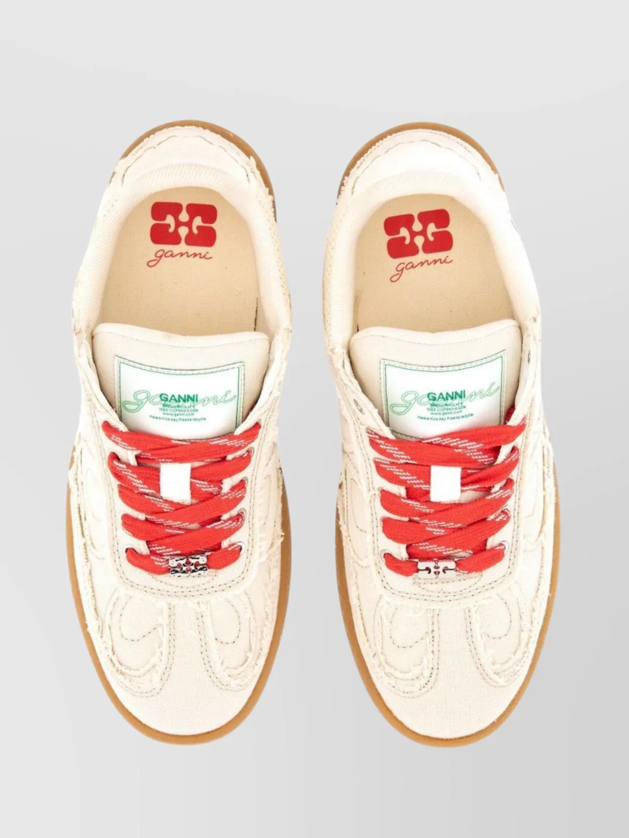 Ganni Canvas Sneaker With Rubber Sole And Embroidered Stitching