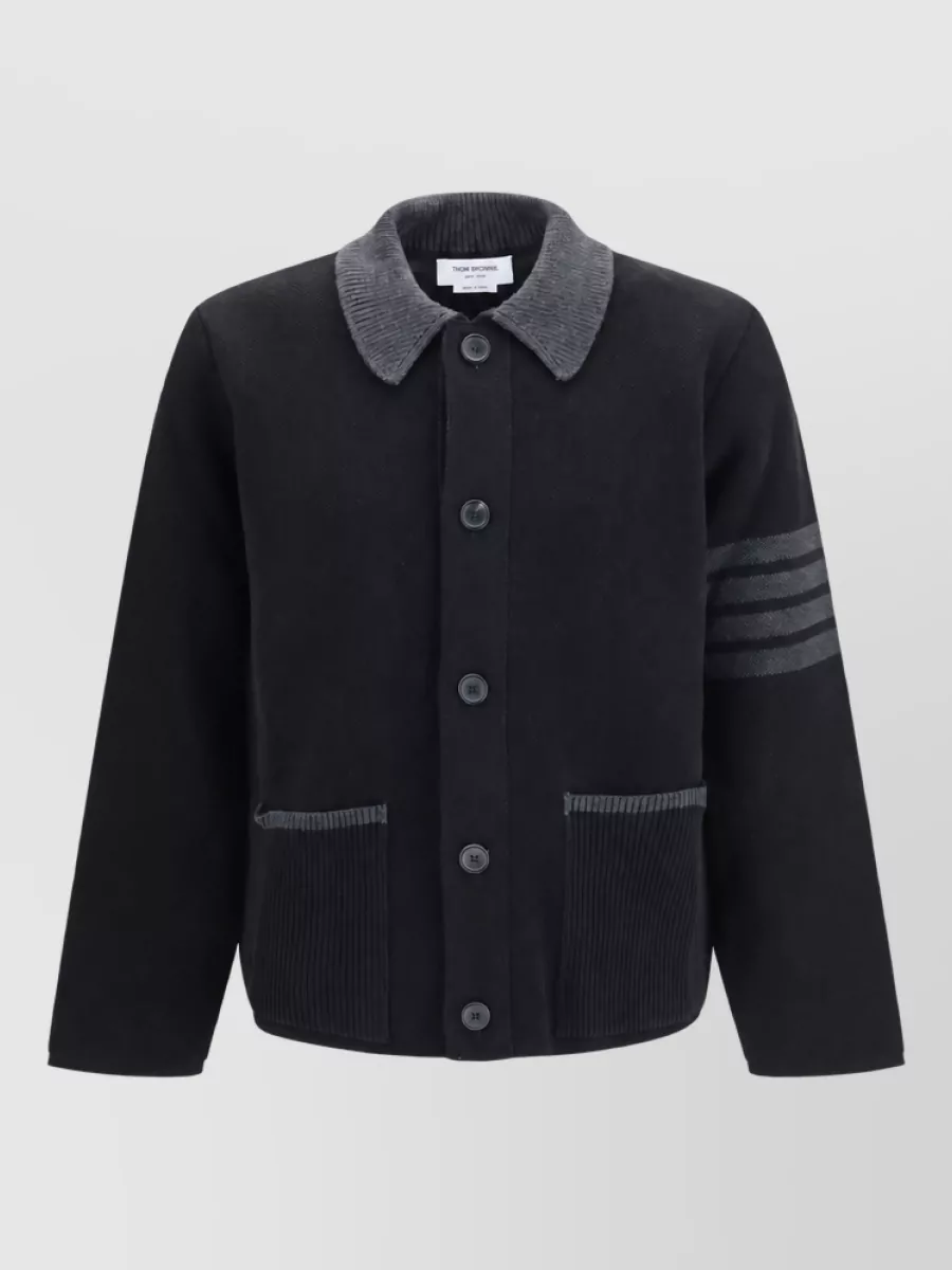 Thom Browne cotton piqué relaxed-fit cardigan