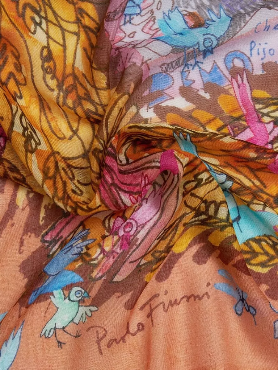 Faliero Sarti Printed Silk Blend Stole