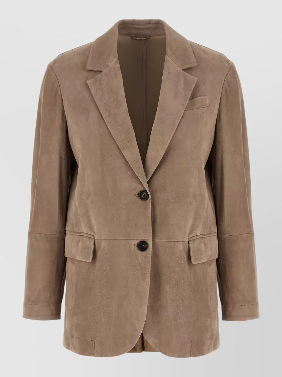 Brunello Cucinelli suede single-breasted blazer