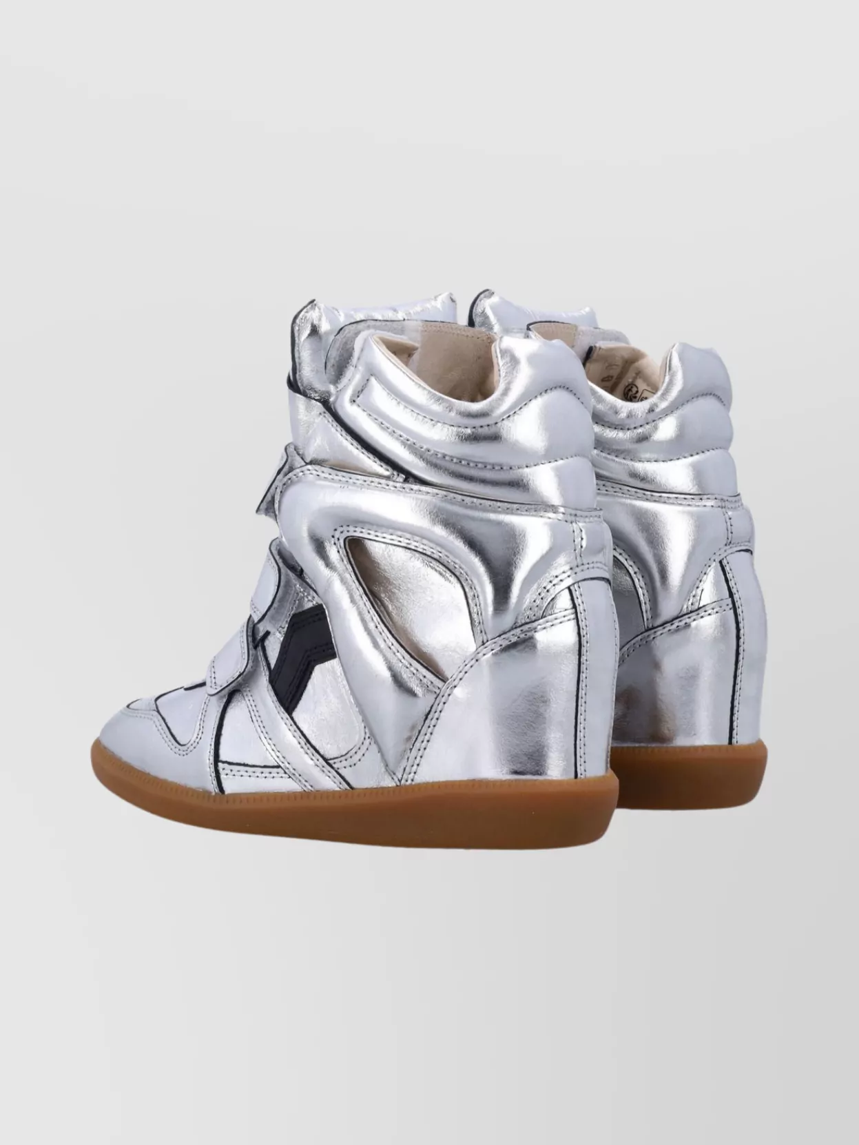 Isabel Marant High-Top Wedge Sneakers Metallic Finish