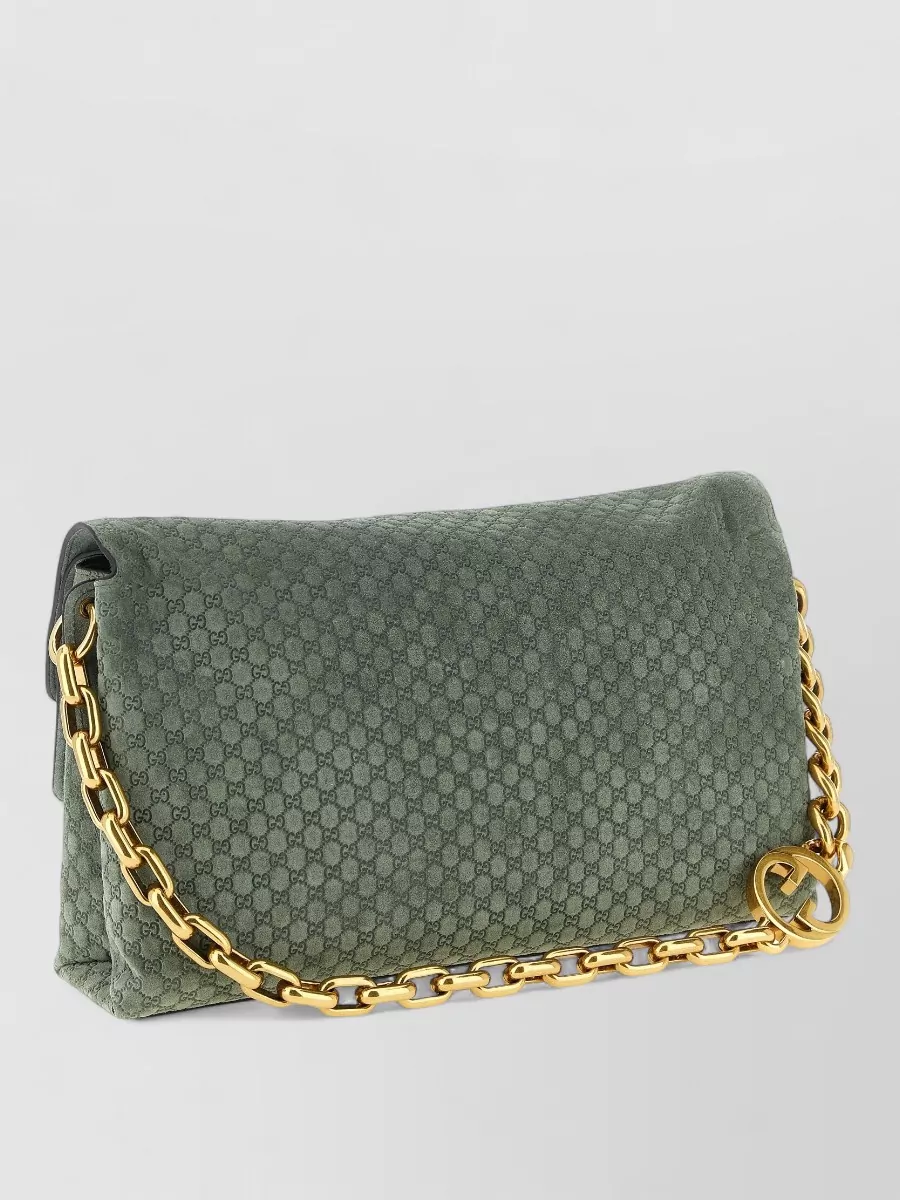 Gucci Gg Large Suede Cross-Body Bag
