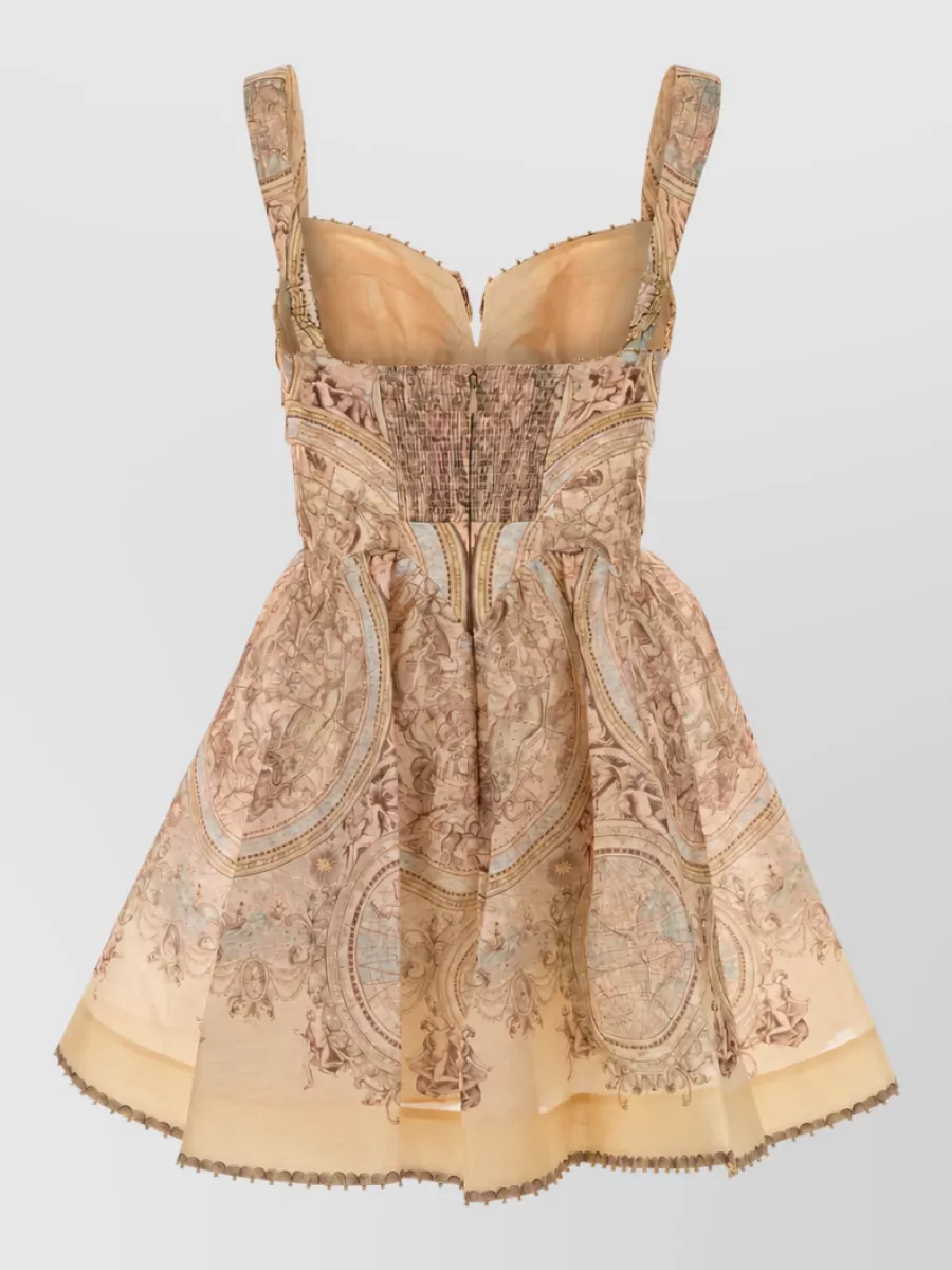 Zimmermann Silk Linen Printed Mini Dress