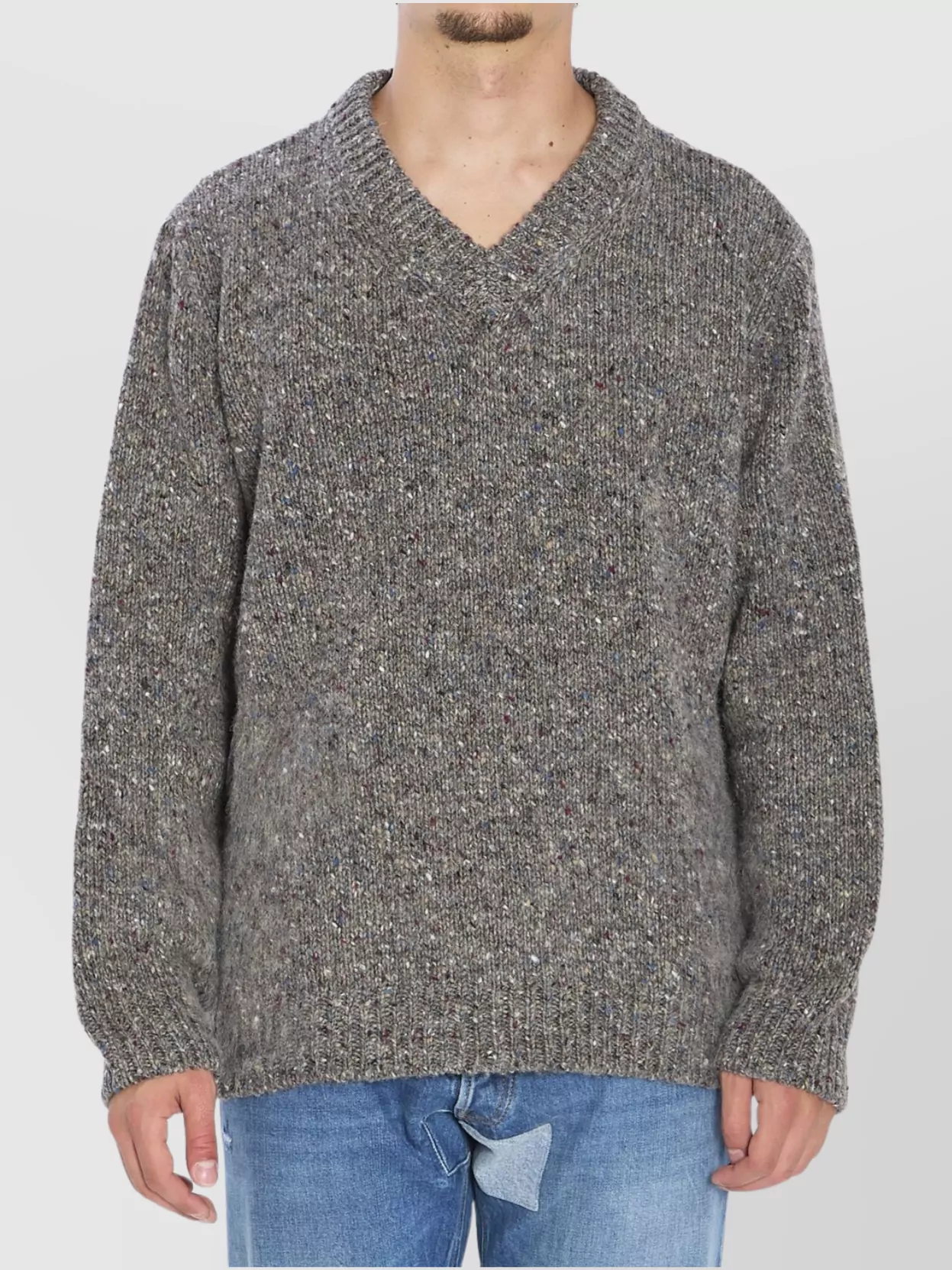 Maison Margiela V-Neck Pullover With Ribbed Hem And Cuffs