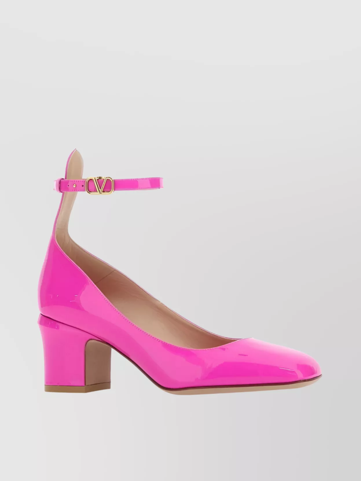 Valentino Garavani Bold Block Heel Pumps With Pointed Toe And Ankle Strap