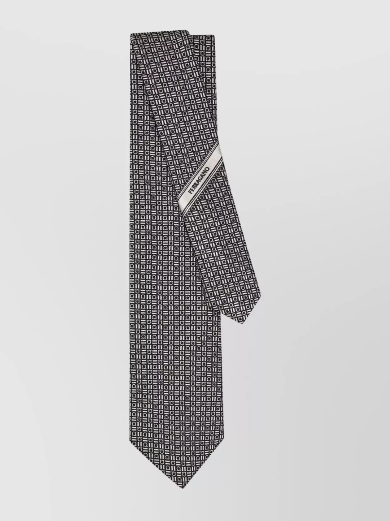Ferragamo Geometric Pattern Silk Tie With Standard Width