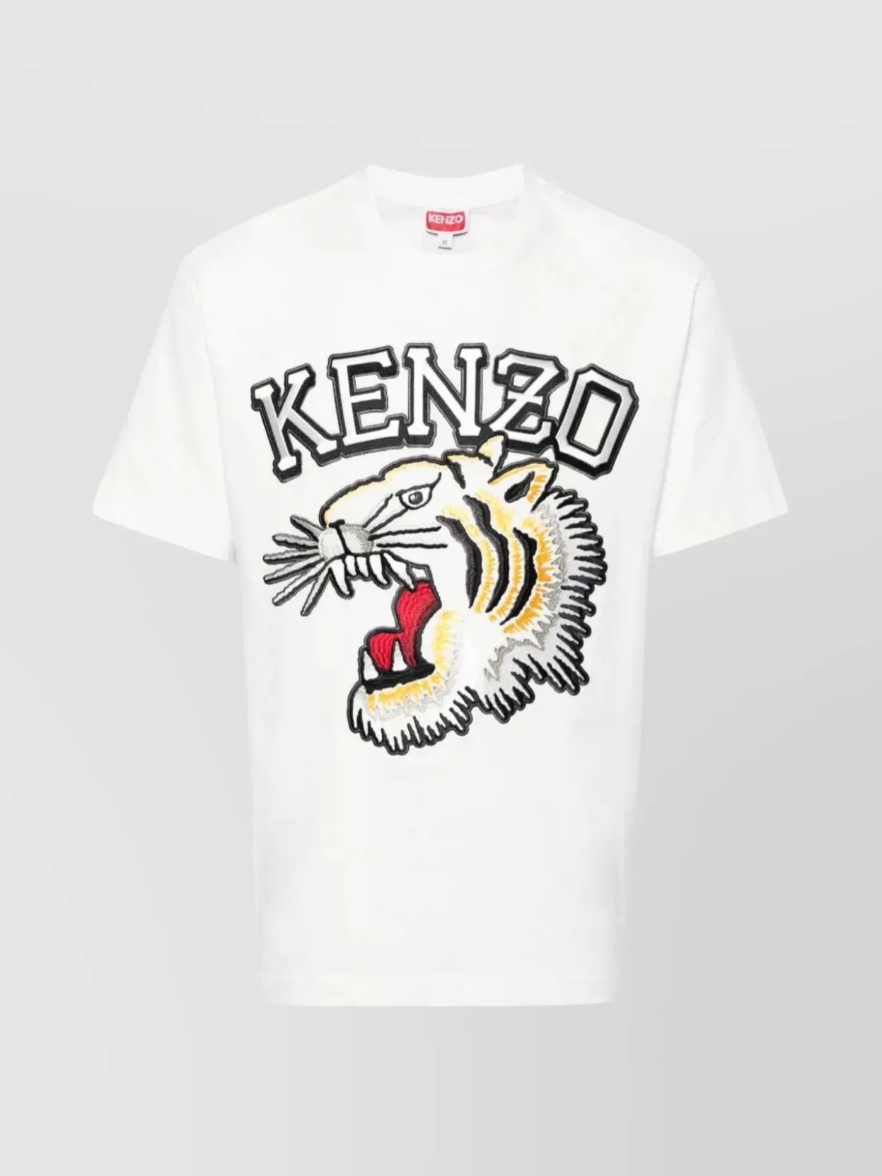 Shop Kenzo Large 'tiger Varsity' Embroidered T-shirt In White
