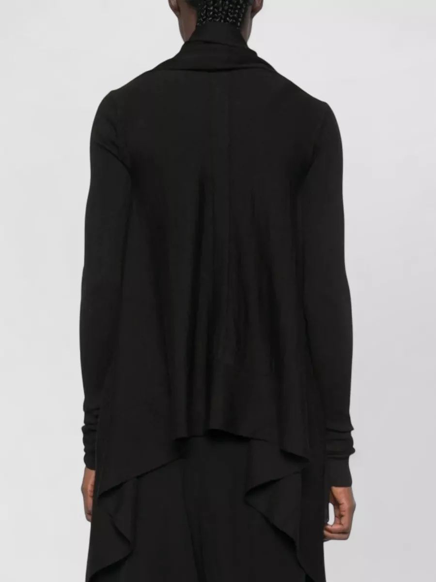 Rick Owens Wool Ribbed Draped Wrap Cardigan