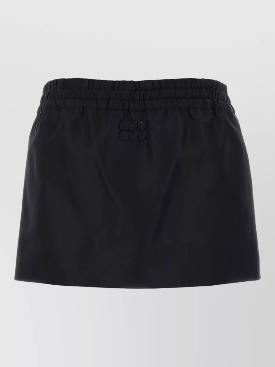 Miu Miu Mini Skirt With Elastic Waistband And Pockets In Black