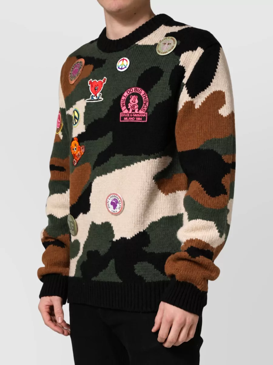 Dolce&Gabbana Cashmere intarsia-knit camouflage jumper