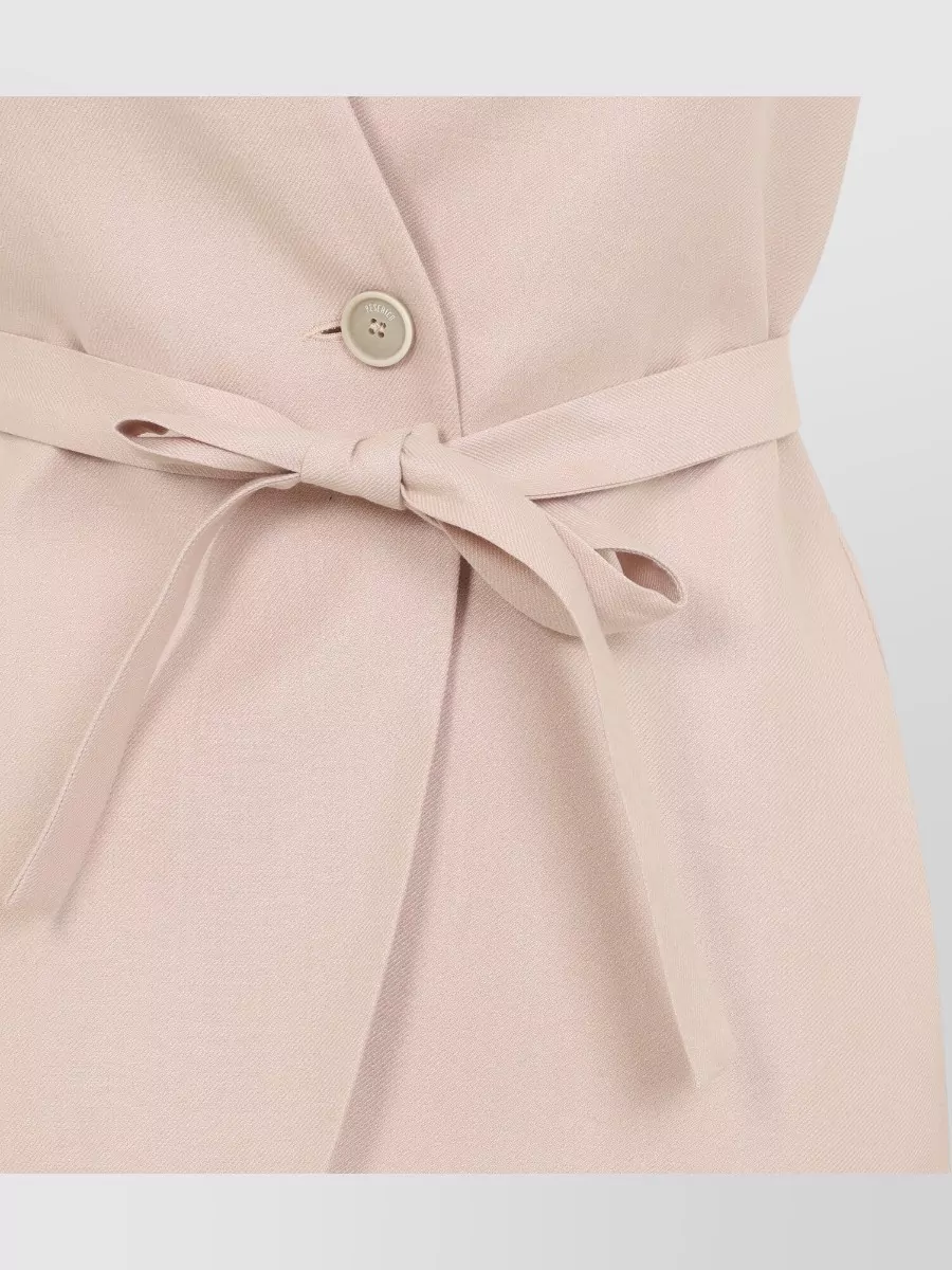 Peserico Belted Waist Sleeveless Jacket V Neckline