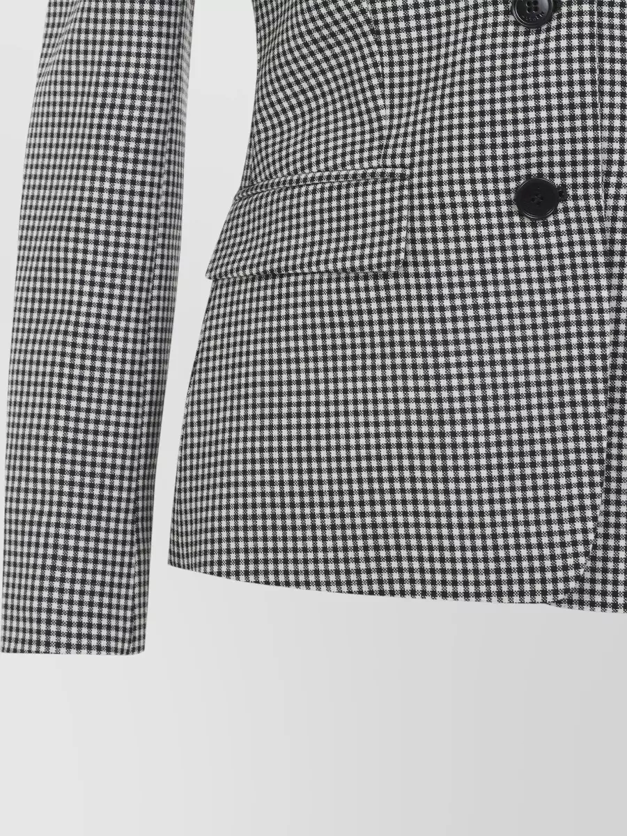 Alexander Mcqueen Wool Gingham Check Off-Shoulder Single-Breasted Suit Jacket