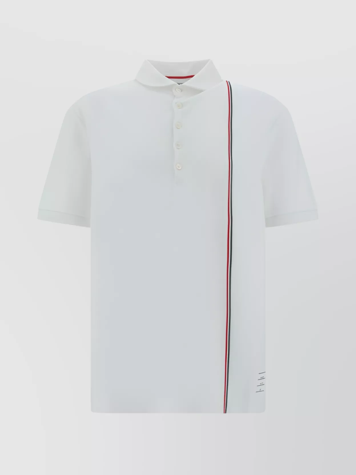 Thom Browne Ribbed Collar Cotton Polo Shirt In White