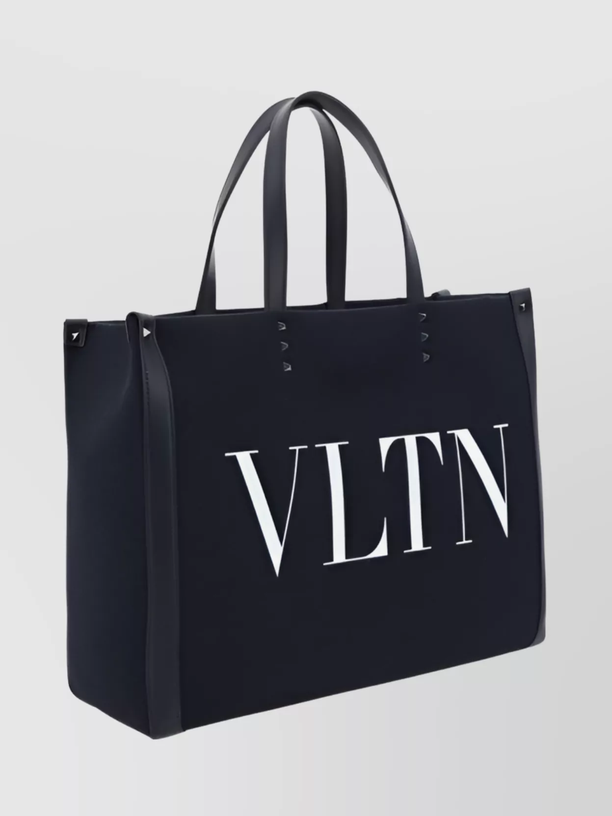 Valentino Garavani Cotton Tote Bag Leather Trim