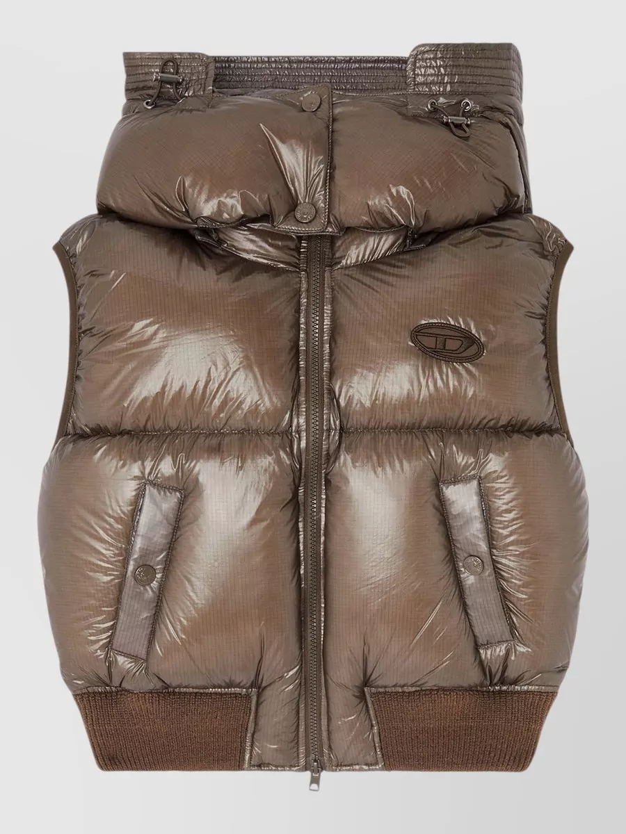 Diesel down quilted hooded puffer vest