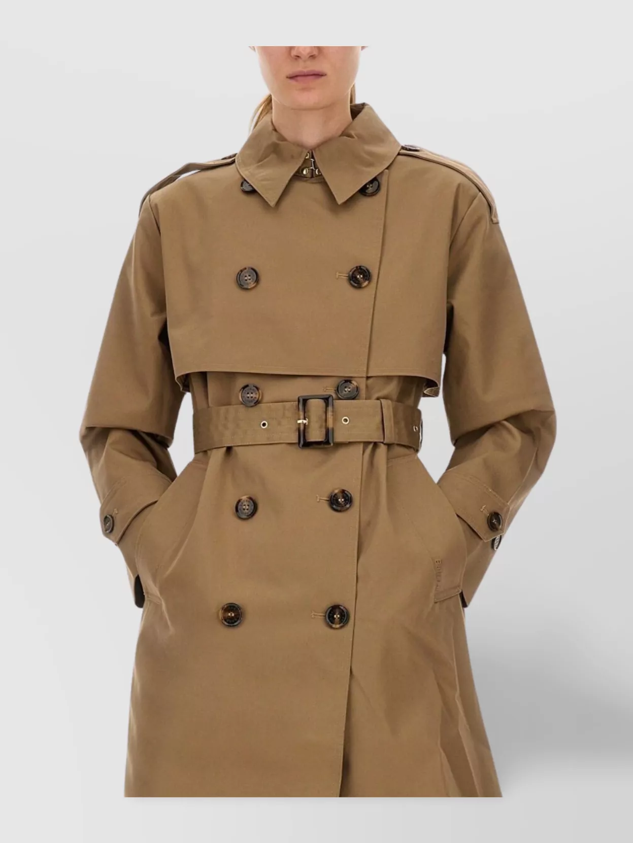 Barbour Double-Breasted Belted Coat Epaulettes