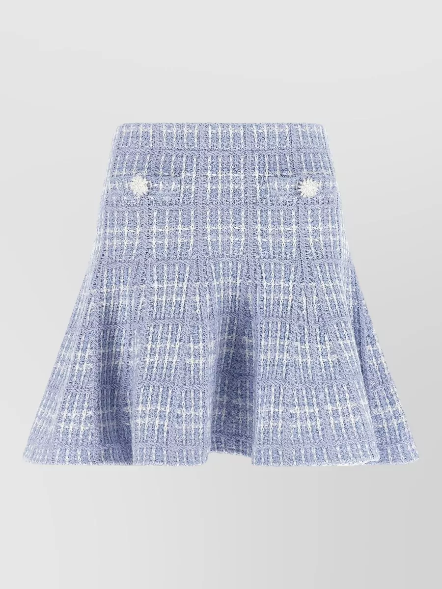 Self-Portrait check knit high-rise mini a-line skirt