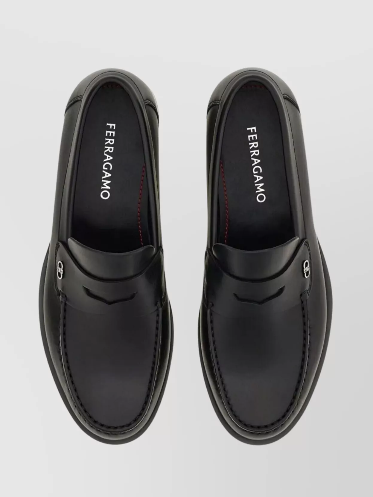Ferragamo Round Toe Mini Gancini Buckle Loafers