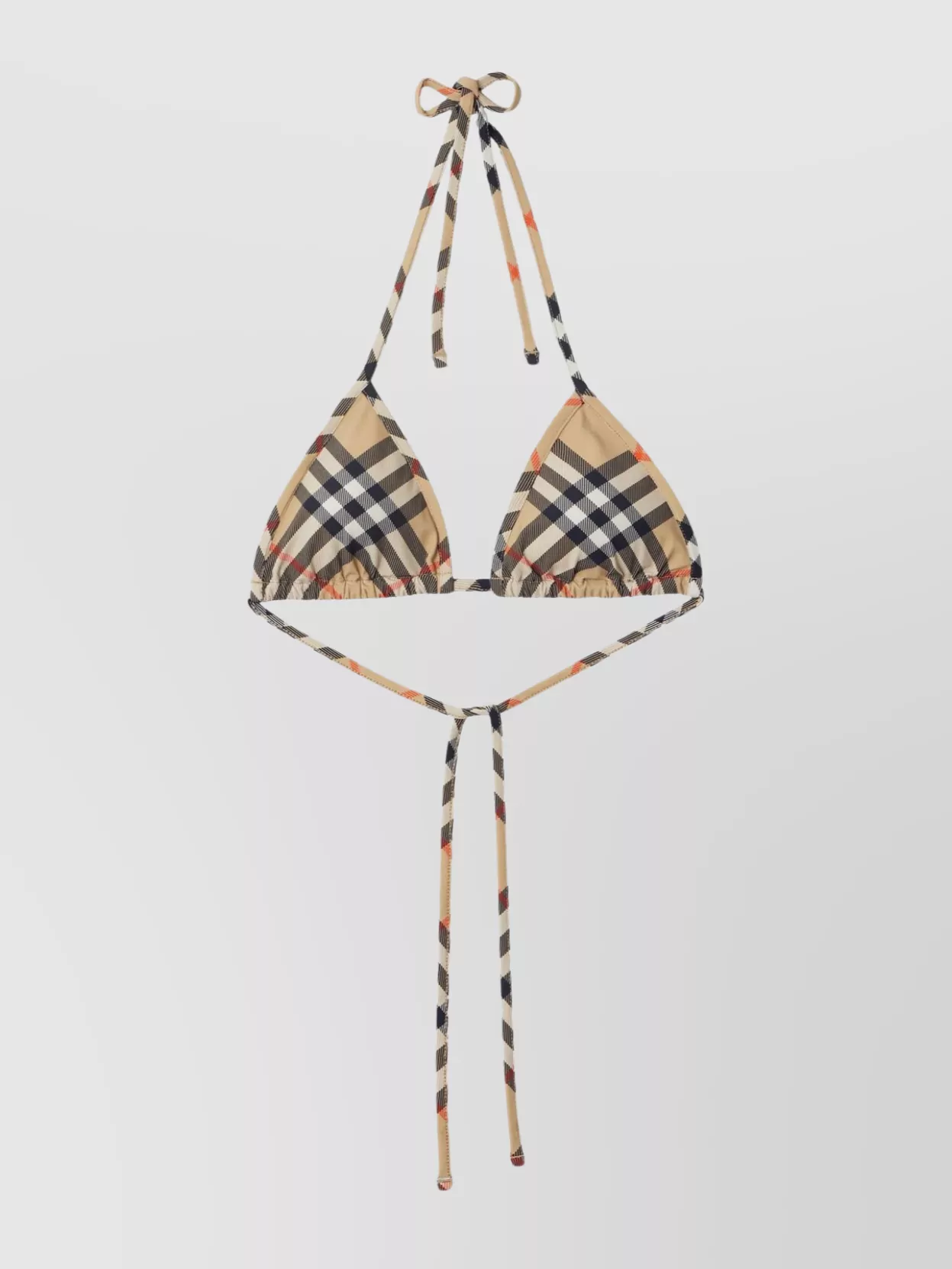 Shop Burberry Checkered Halterneck Triangle Cup Bikini