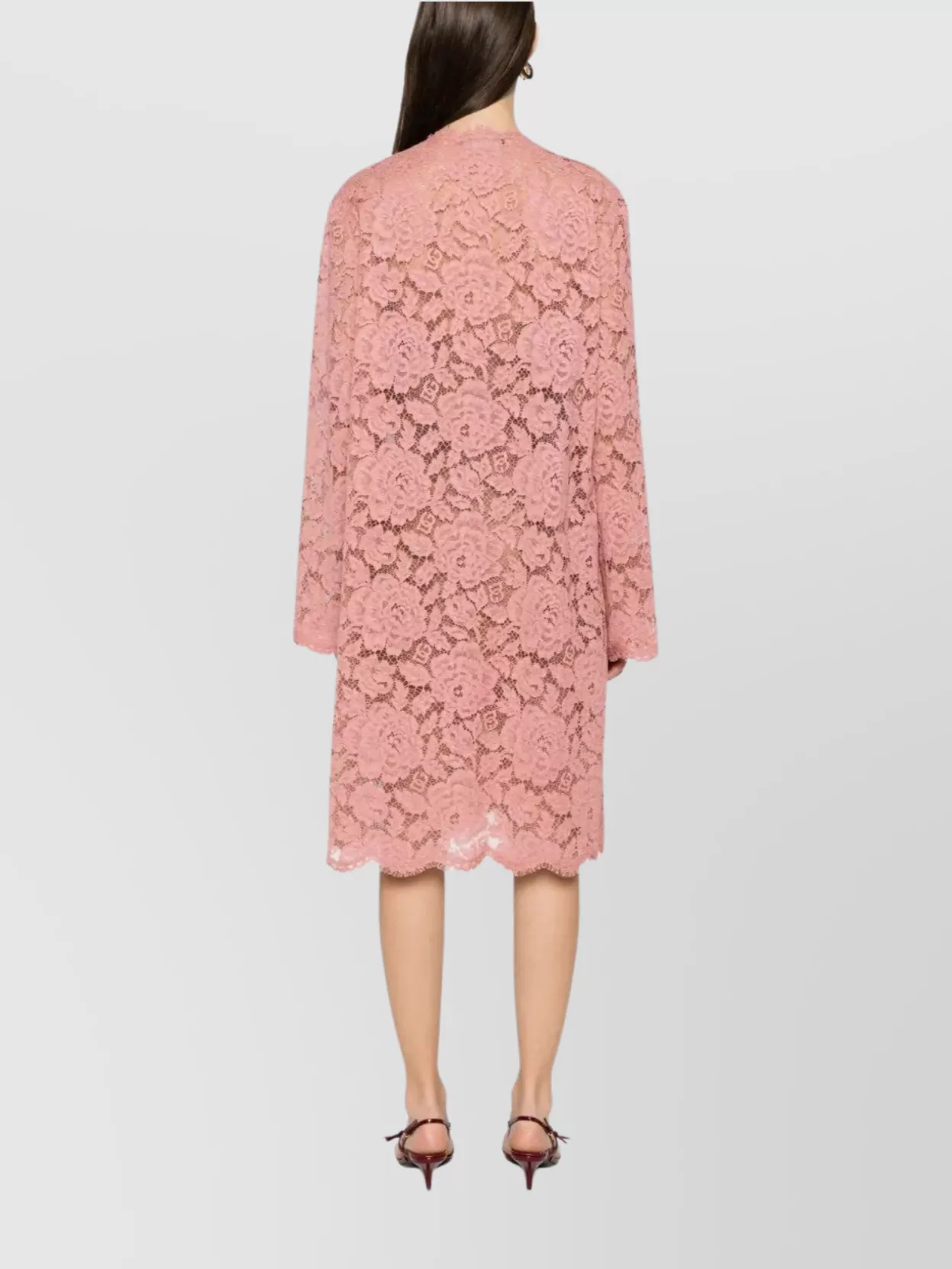 Dolce&Gabbana Collarless Lace Floral Patch Pockets Coat