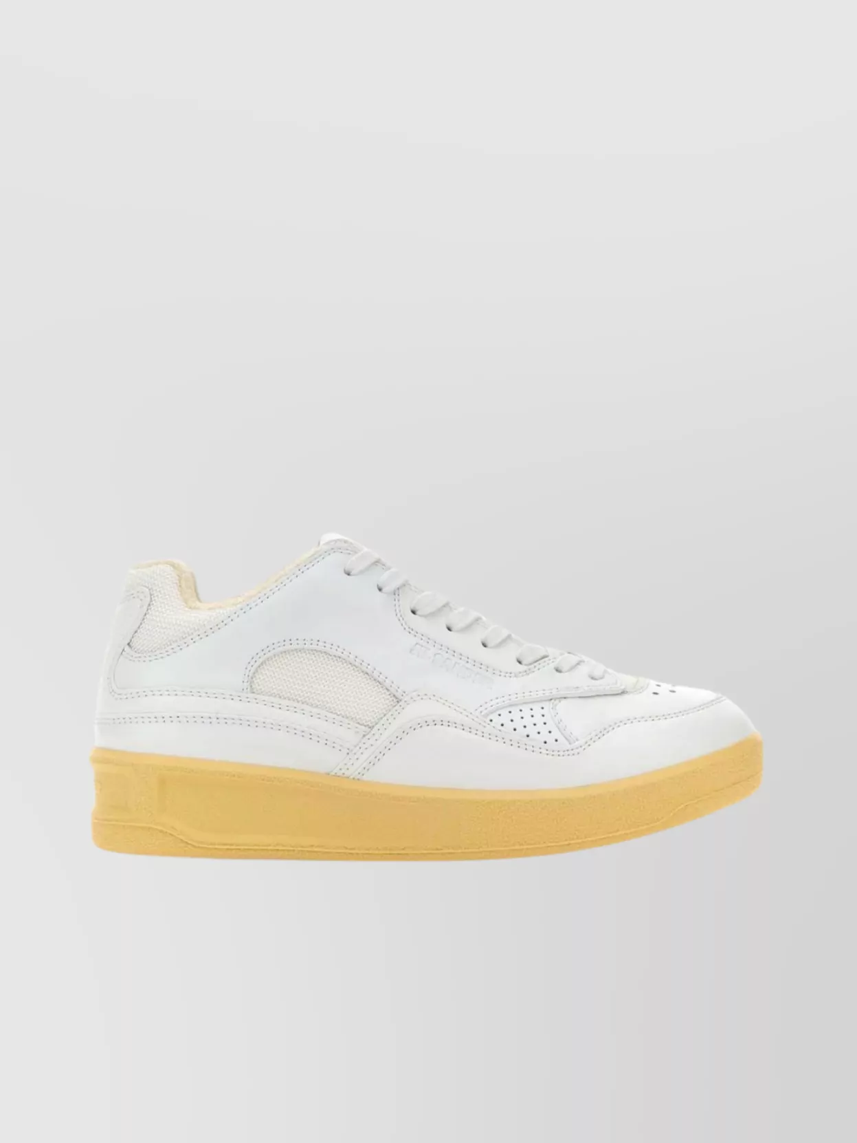 Shop Jil Sander Leather And Fabric Sneakers With Contrast Sole