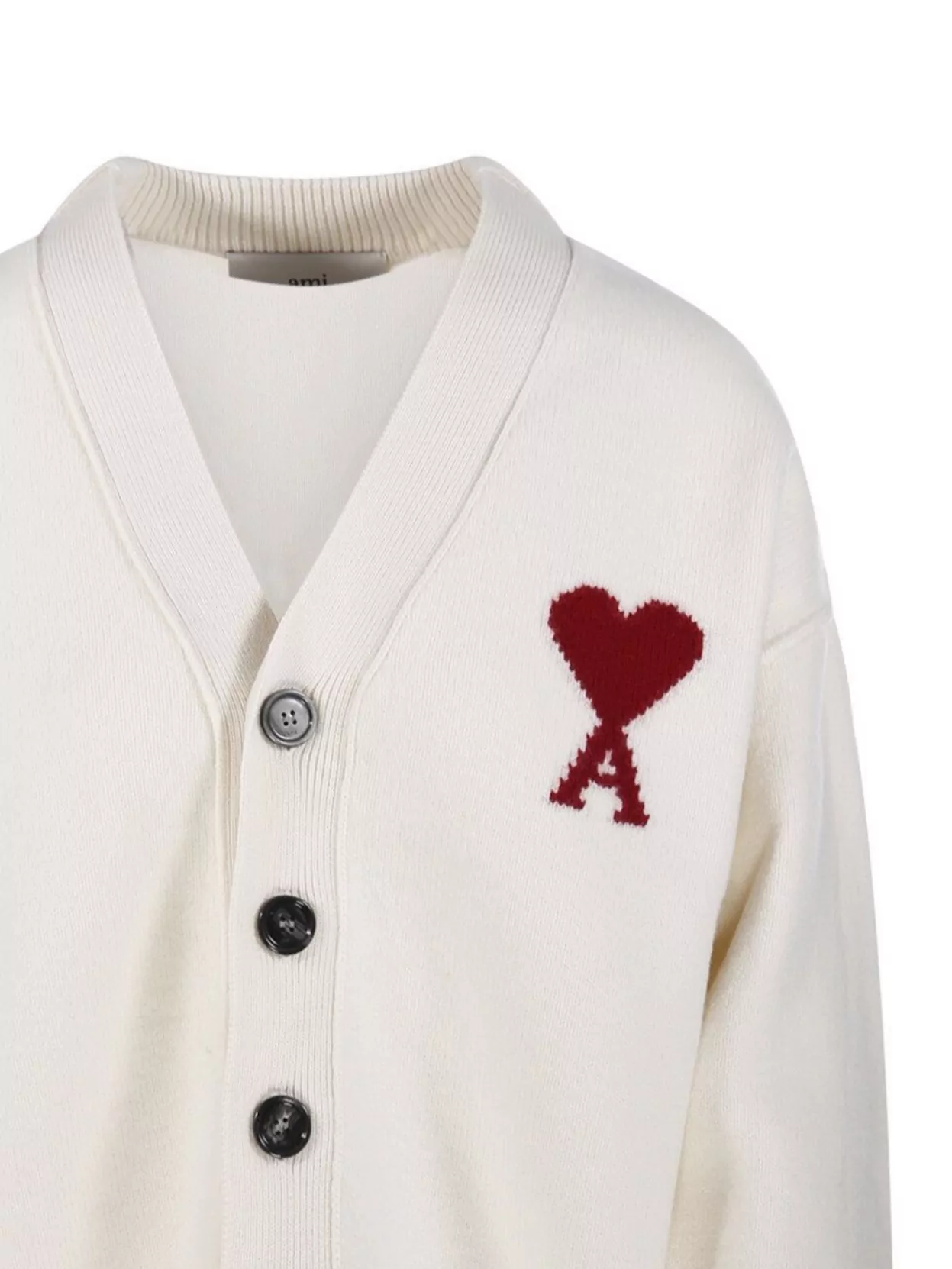 Ami Paris Merino V Neck Cardigan With Long Sleeves