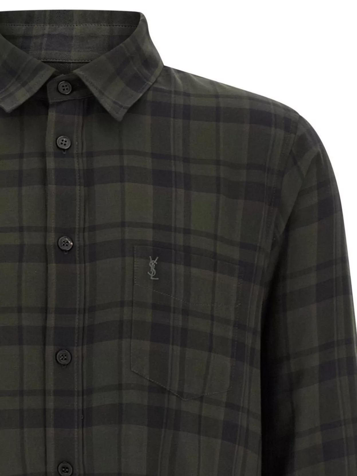 Saint Laurent Button-down Shirt With Curved Hem And Pocket In Multi