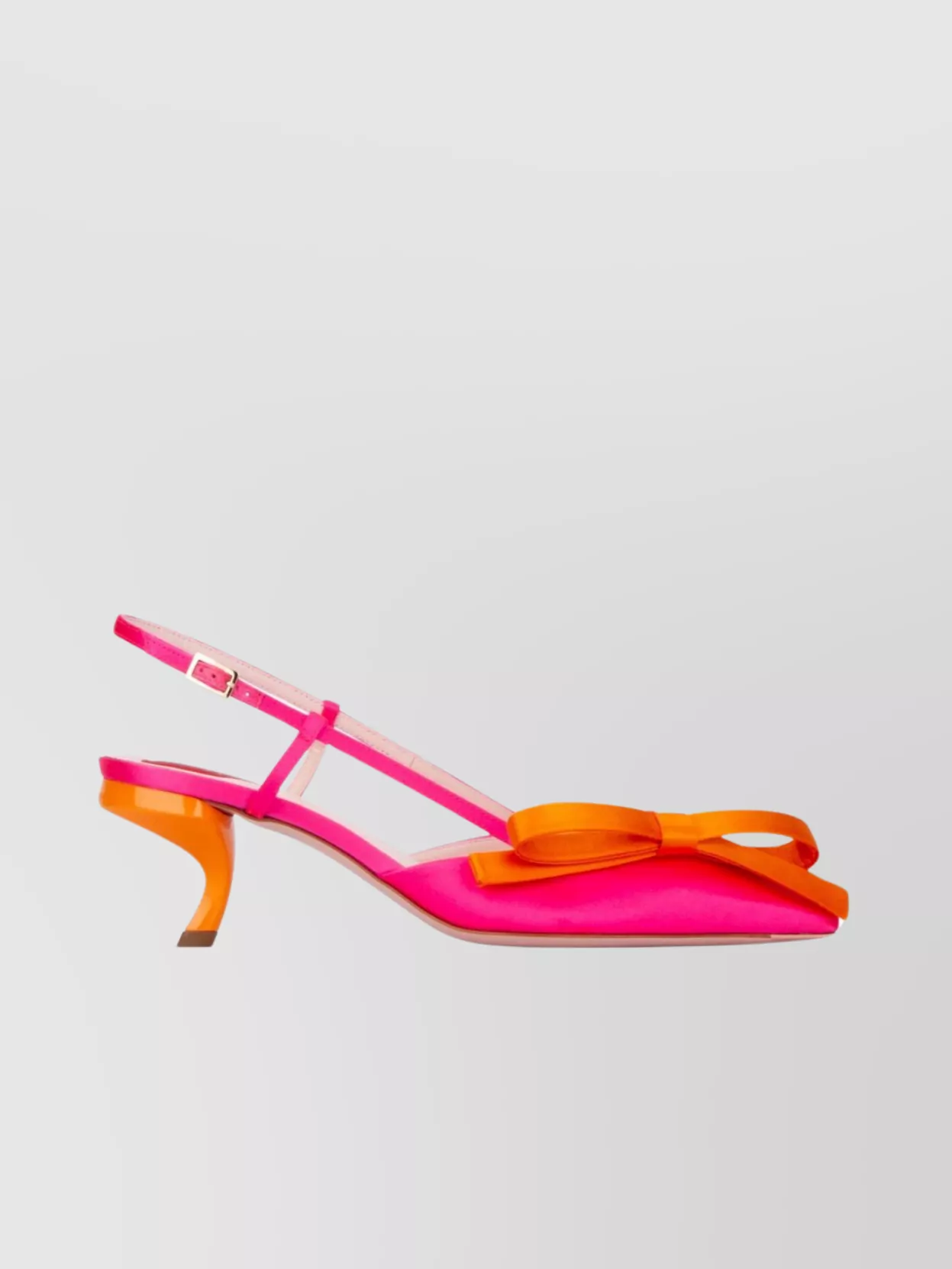 Shop Roger Vivier Chic Sling Kitten Pointed Block Bow Sandals In Pink