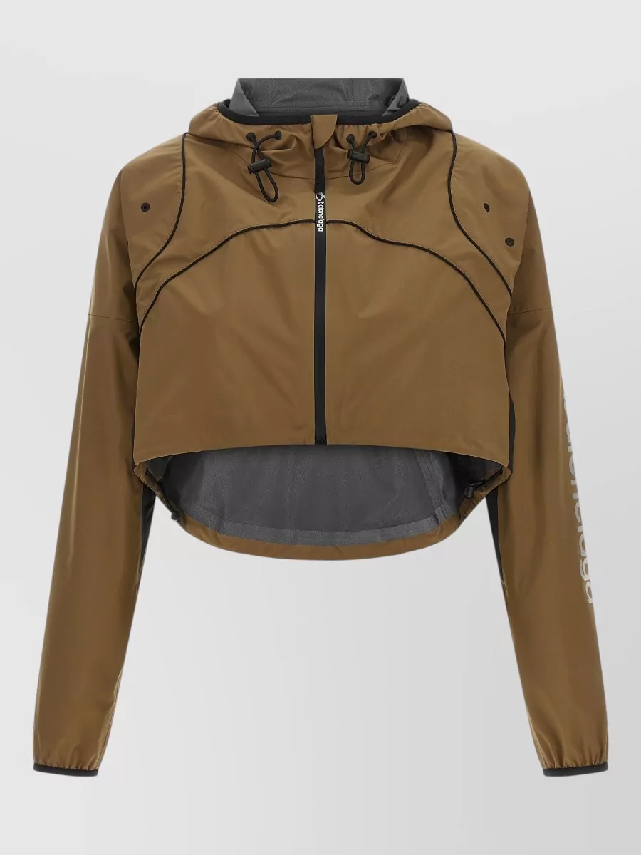 Balenciaga tech fabric cropped asymmetric hooded jacket