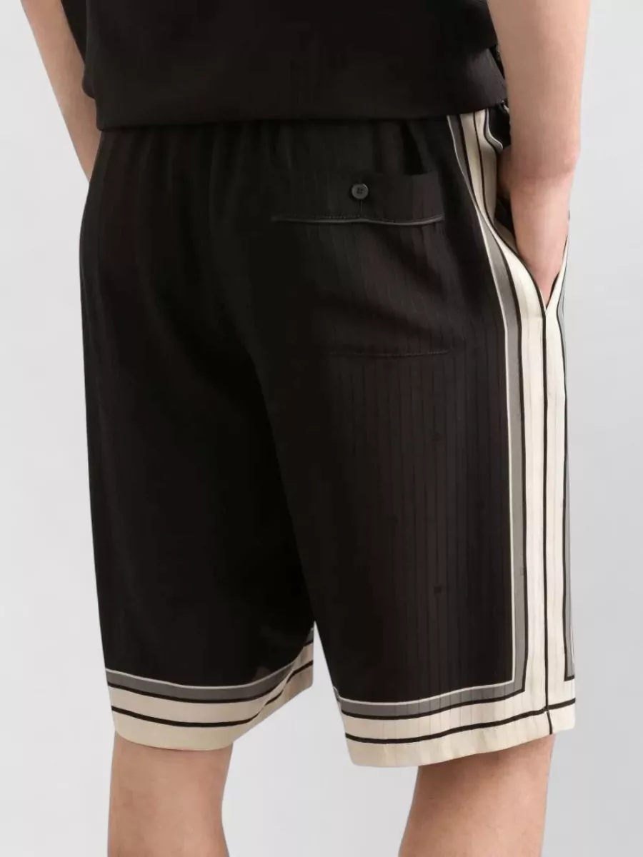 Dolce&Gabbana Silk Shorts Drawstring Striped Trim Pockets