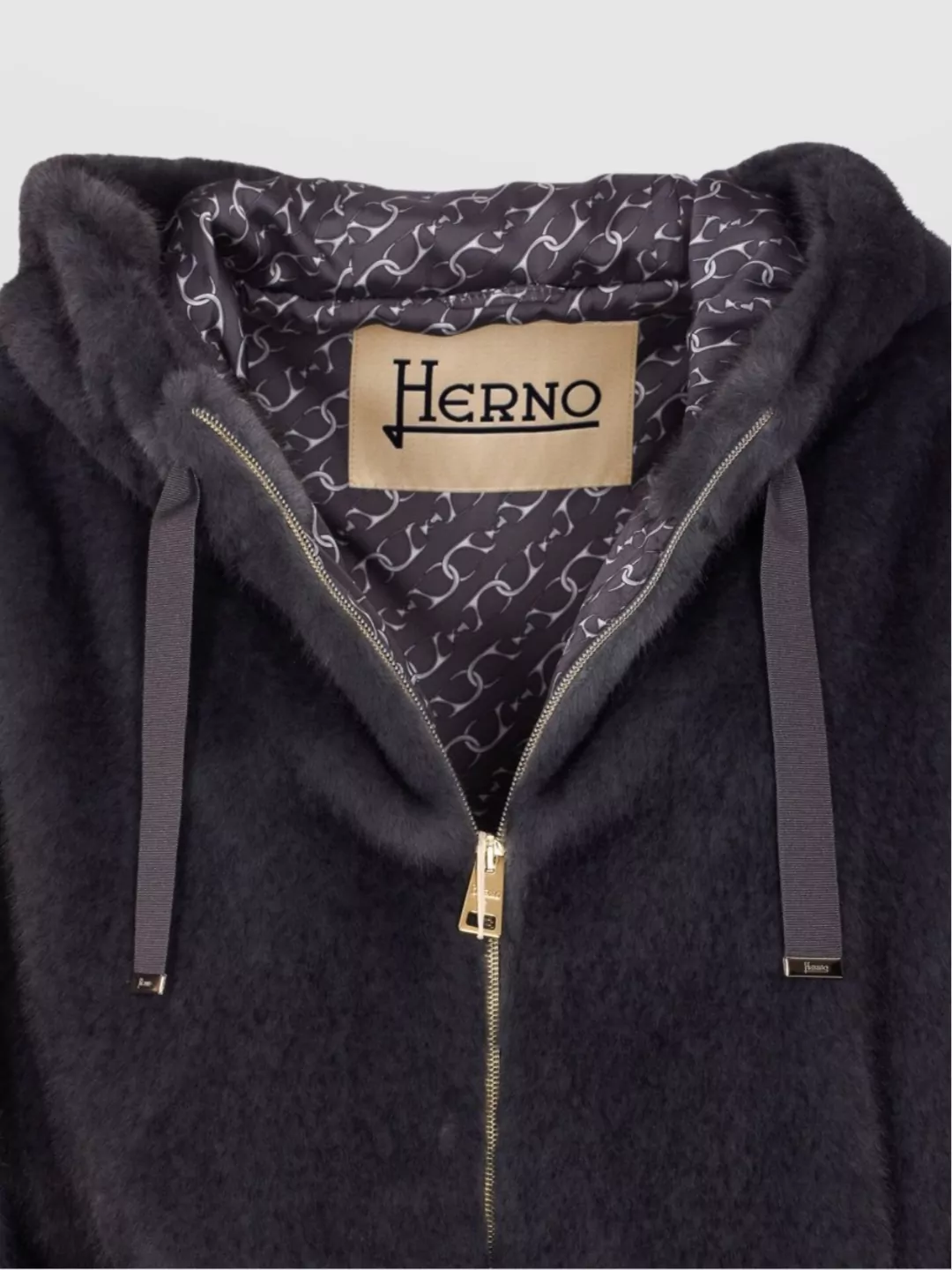 Herno Bomber Style Hooded Jacket With Drawstring Detail In Black